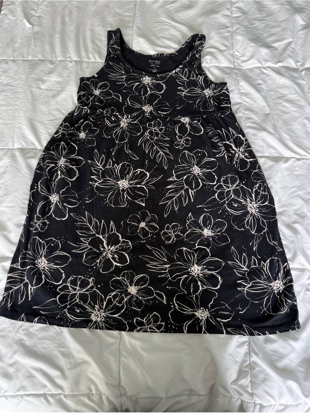 Sonoma Black Floral Tank Dress